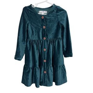 Biscotti Colezioni Pine Green Corduroy Button Down Flutter Dress Girls 3T
